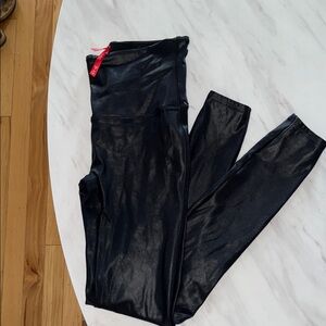 SPANX Glossy Charcoal Leggings